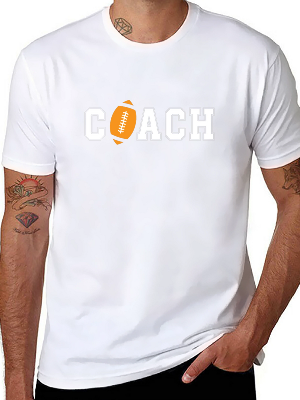 Football Coach Graphic Tee - Black Cotton T-Shirt