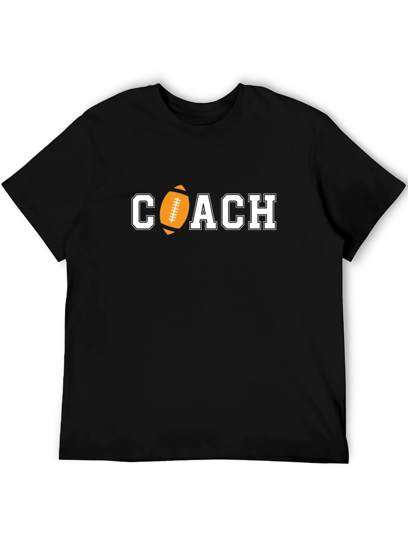 Football Coach Graphic Tee - Black Cotton T-Shirt