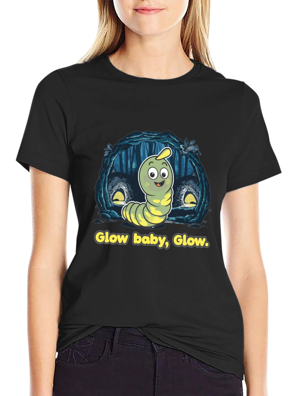 Glow Baby Glow T-Shirt - Luminous Worm Design