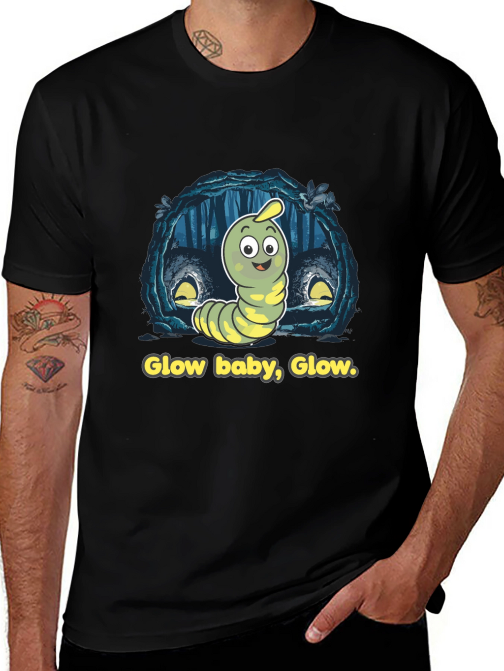 Glow Baby Glow T-Shirt - Luminous Worm Design