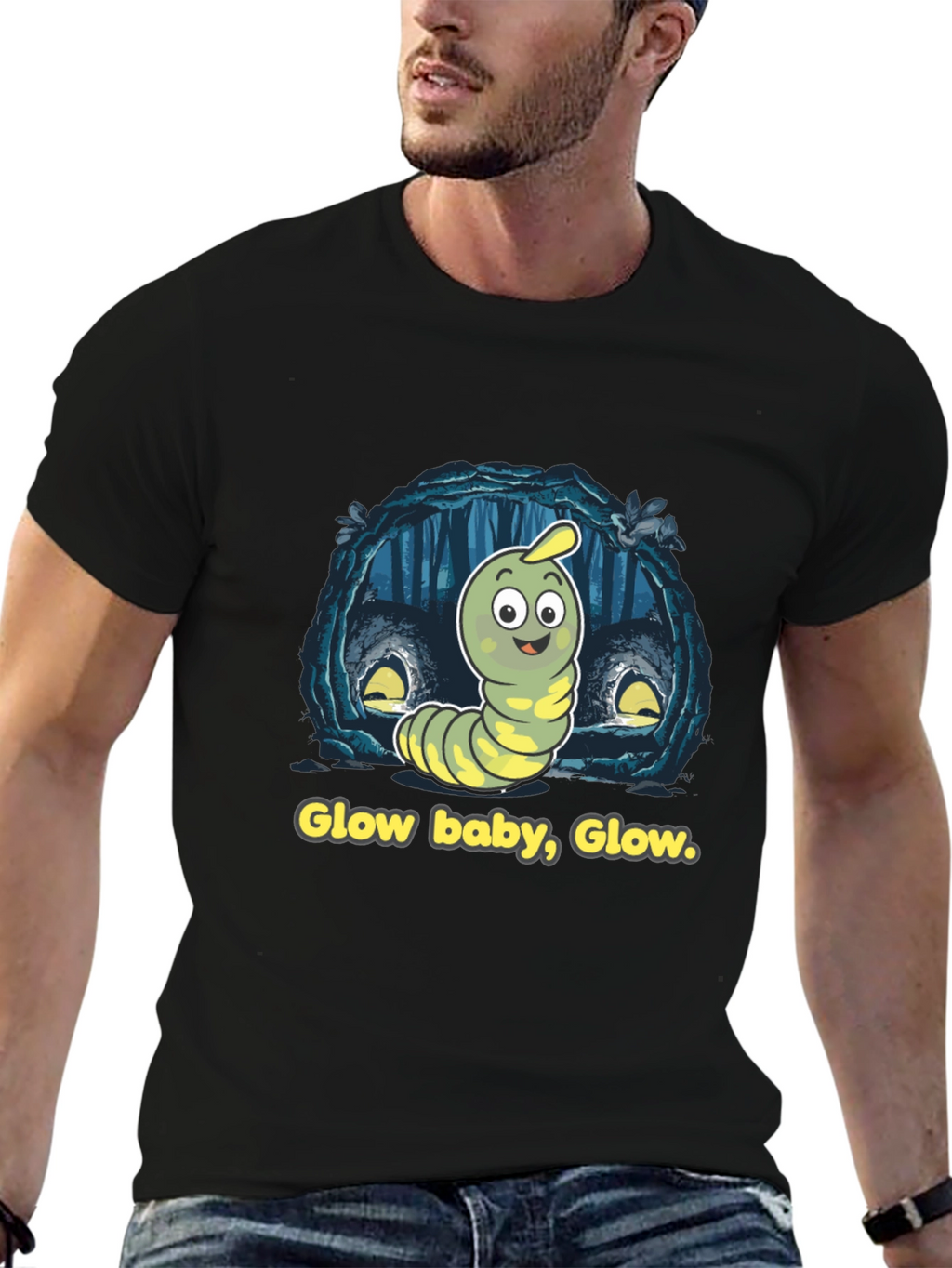 Glow Baby Glow T-Shirt - Luminous Worm Design