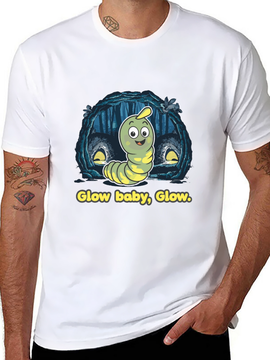 Glow Baby Glow T-Shirt - Luminous Worm Design