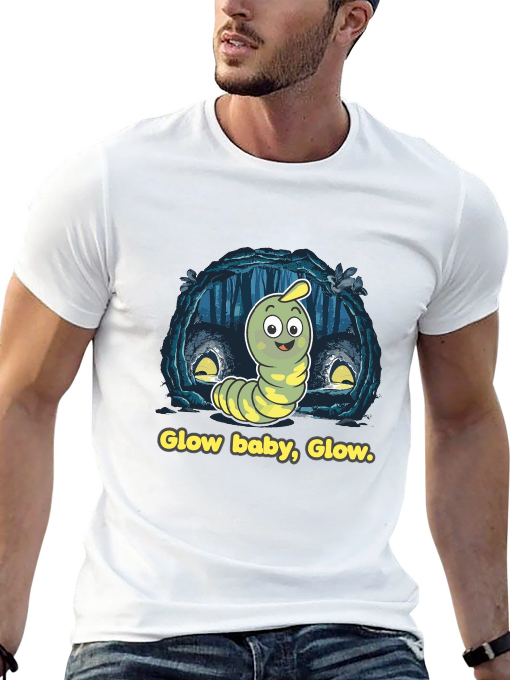 Glow Baby Glow T-Shirt - Luminous Worm Design