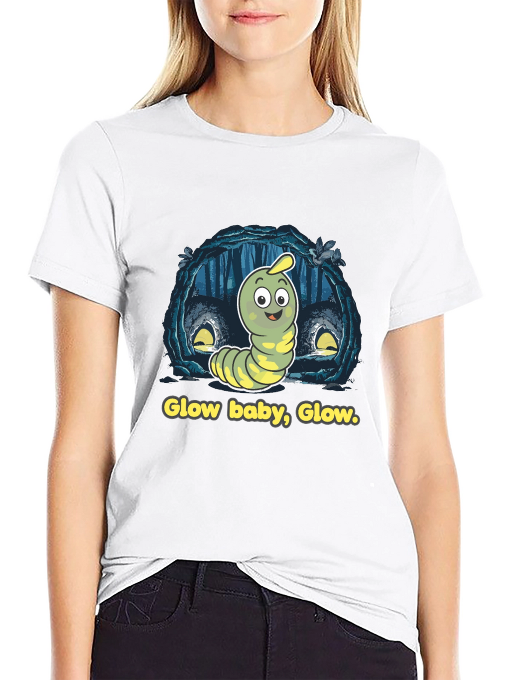 Glow Baby Glow T-Shirt - Luminous Worm Design