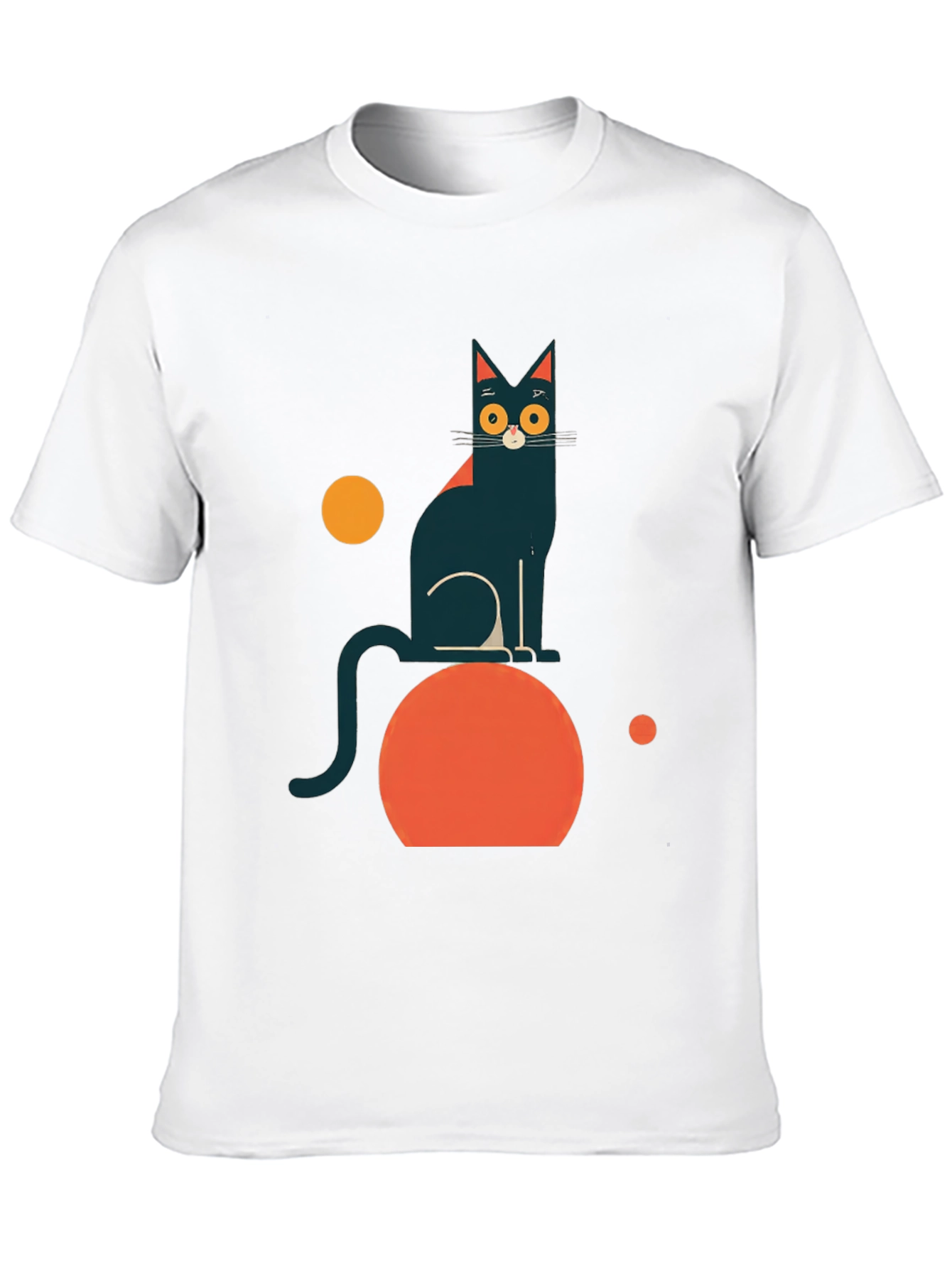 Abstract Cat Graphic Tee - Modern Black T-Shirt