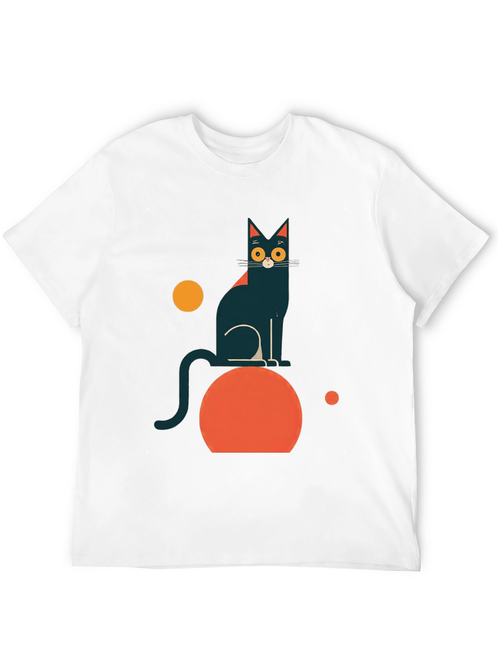 Abstract Cat Graphic Tee - Modern Black T-Shirt