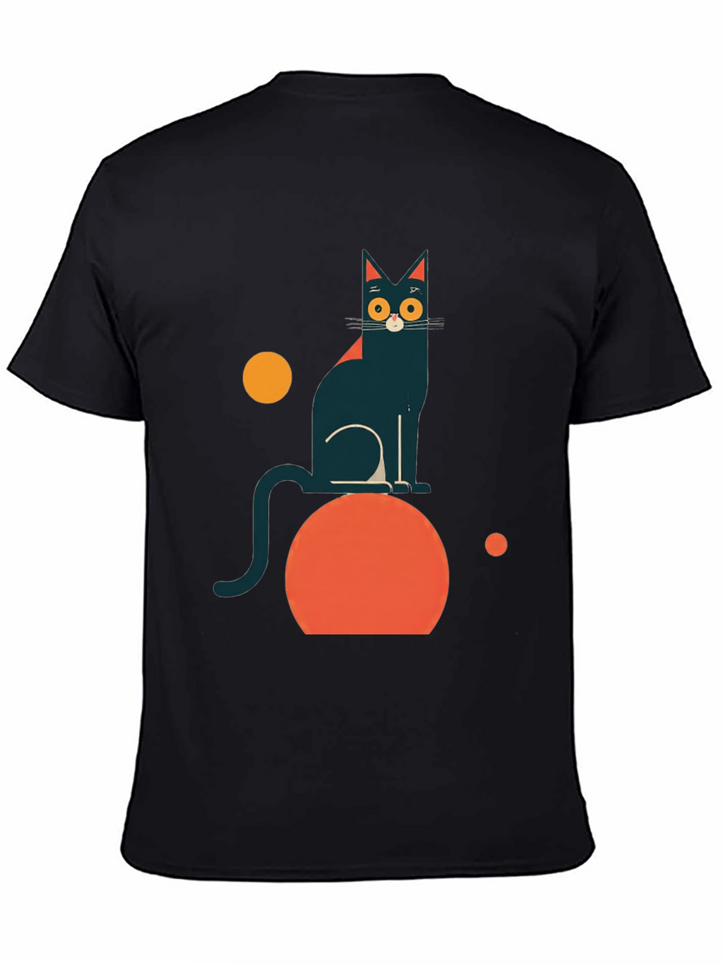 Abstract Cat Graphic Tee - Modern Black T-Shirt