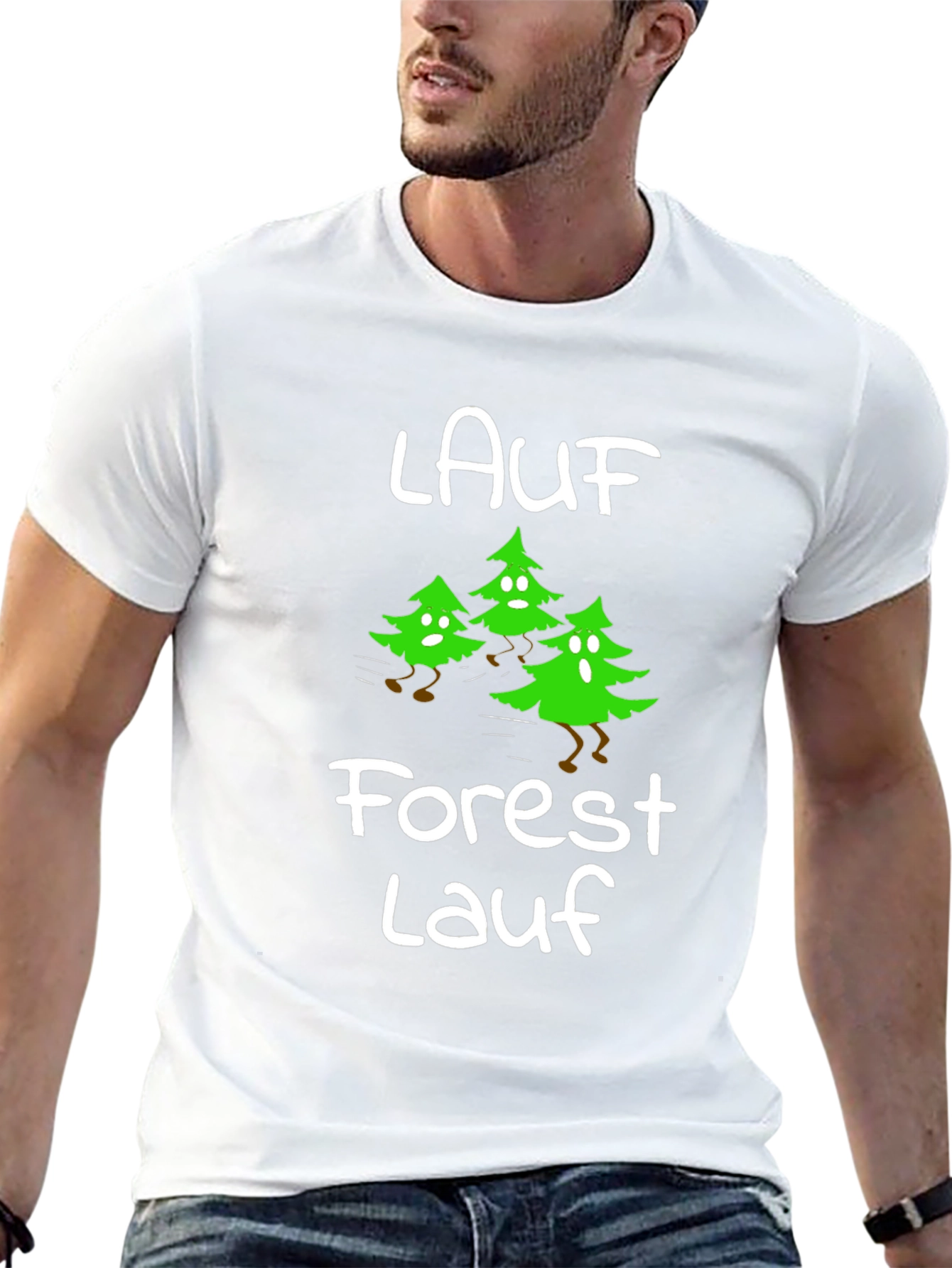 Forest Lauf Running Trees Black T-Shirt