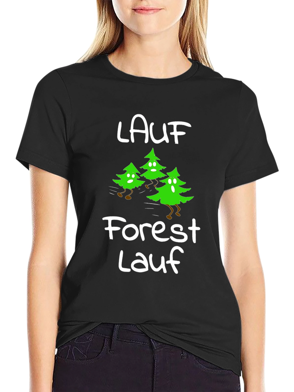 Forest Lauf Running Trees Black T-Shirt