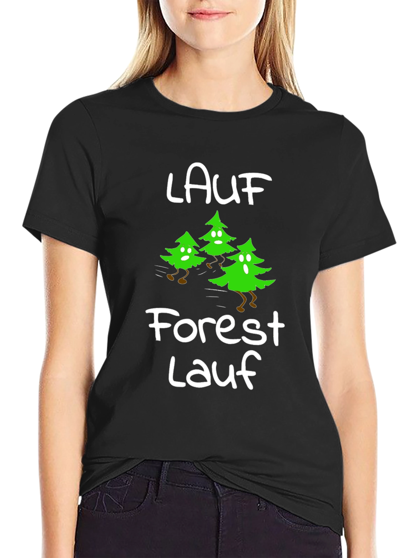 Forest Lauf Running Trees Black T-Shirt