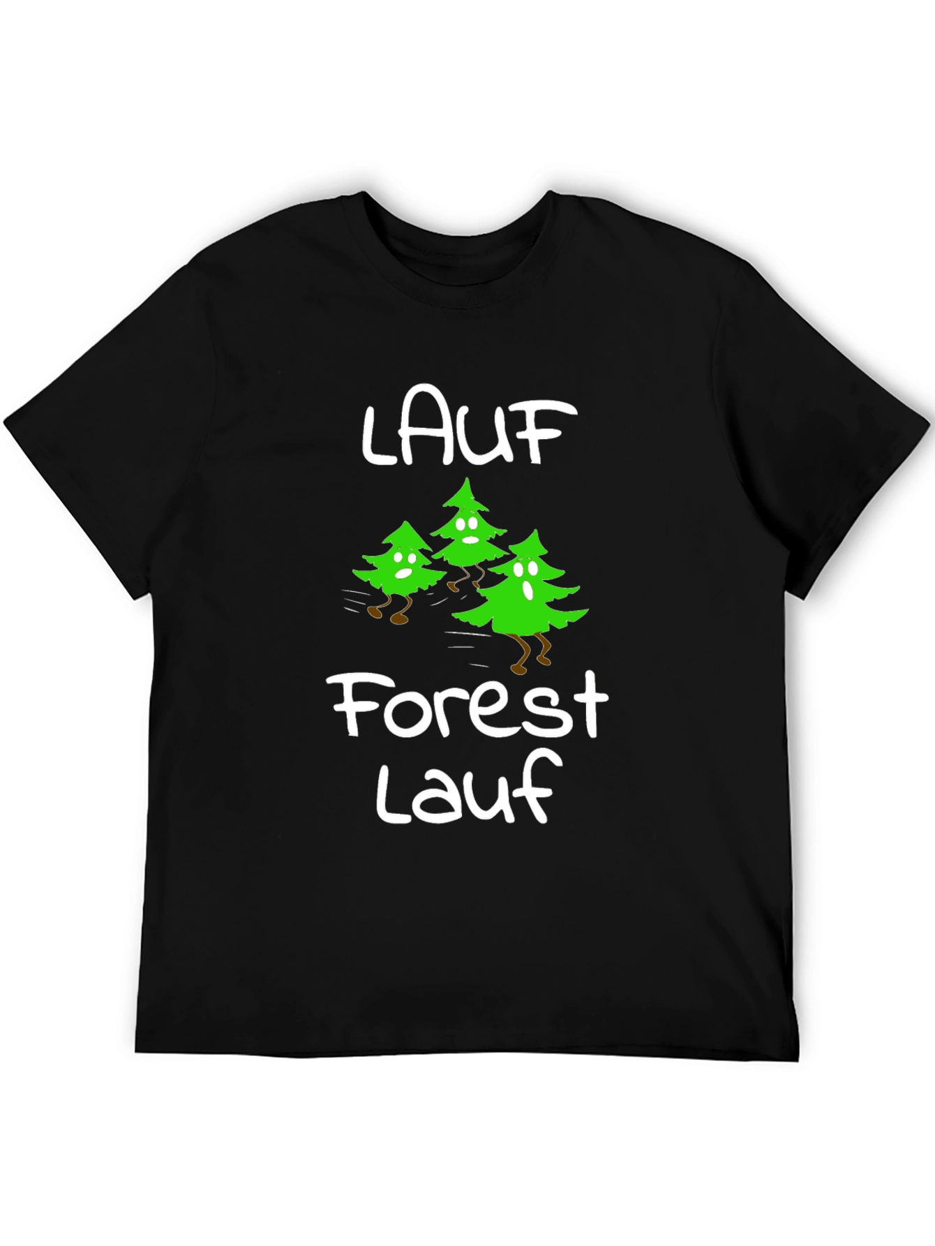 Forest Lauf Running Trees Black T-Shirt