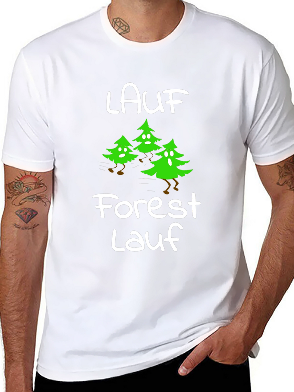 Forest Lauf Running Trees Black T-Shirt