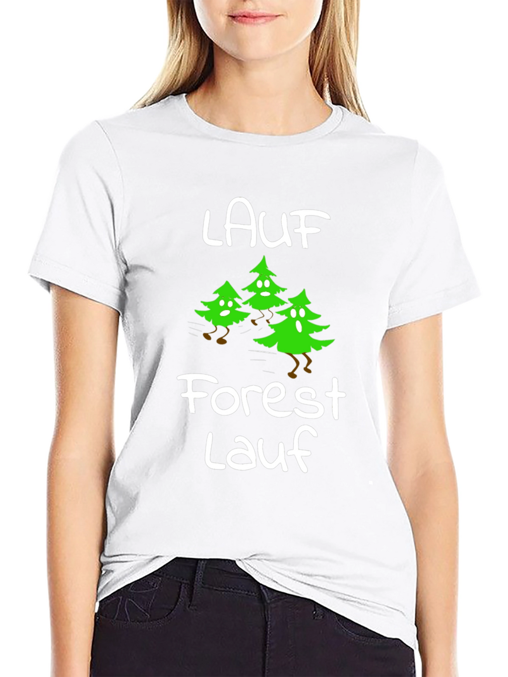 Forest Lauf Running Trees Black T-Shirt