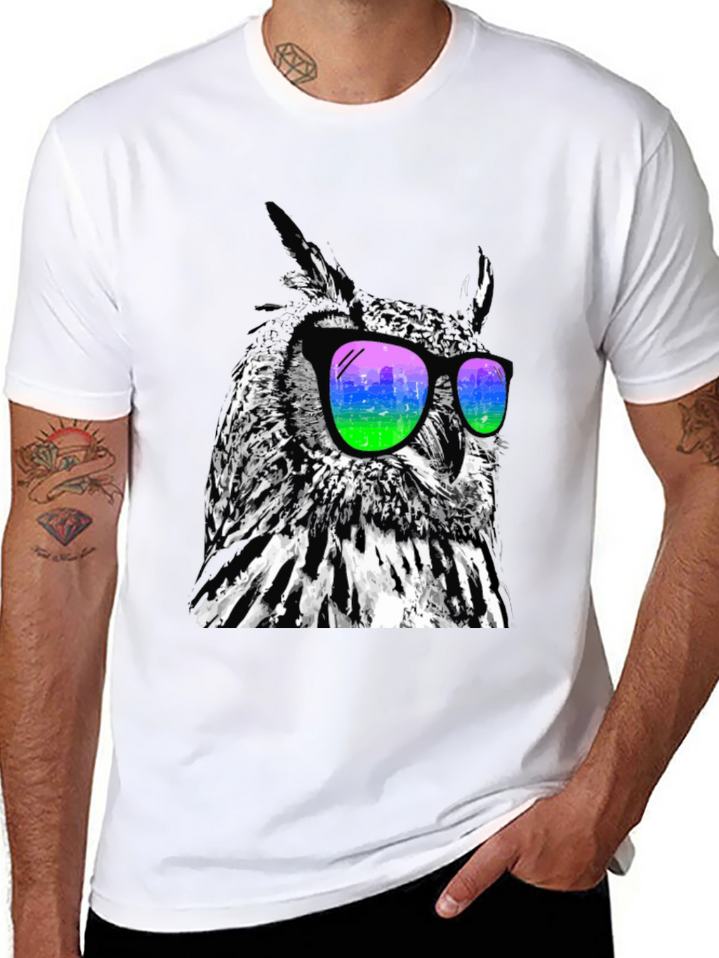 Cool Owl Graphic Tee - Stylish Bird Sunglasses T-Shirt