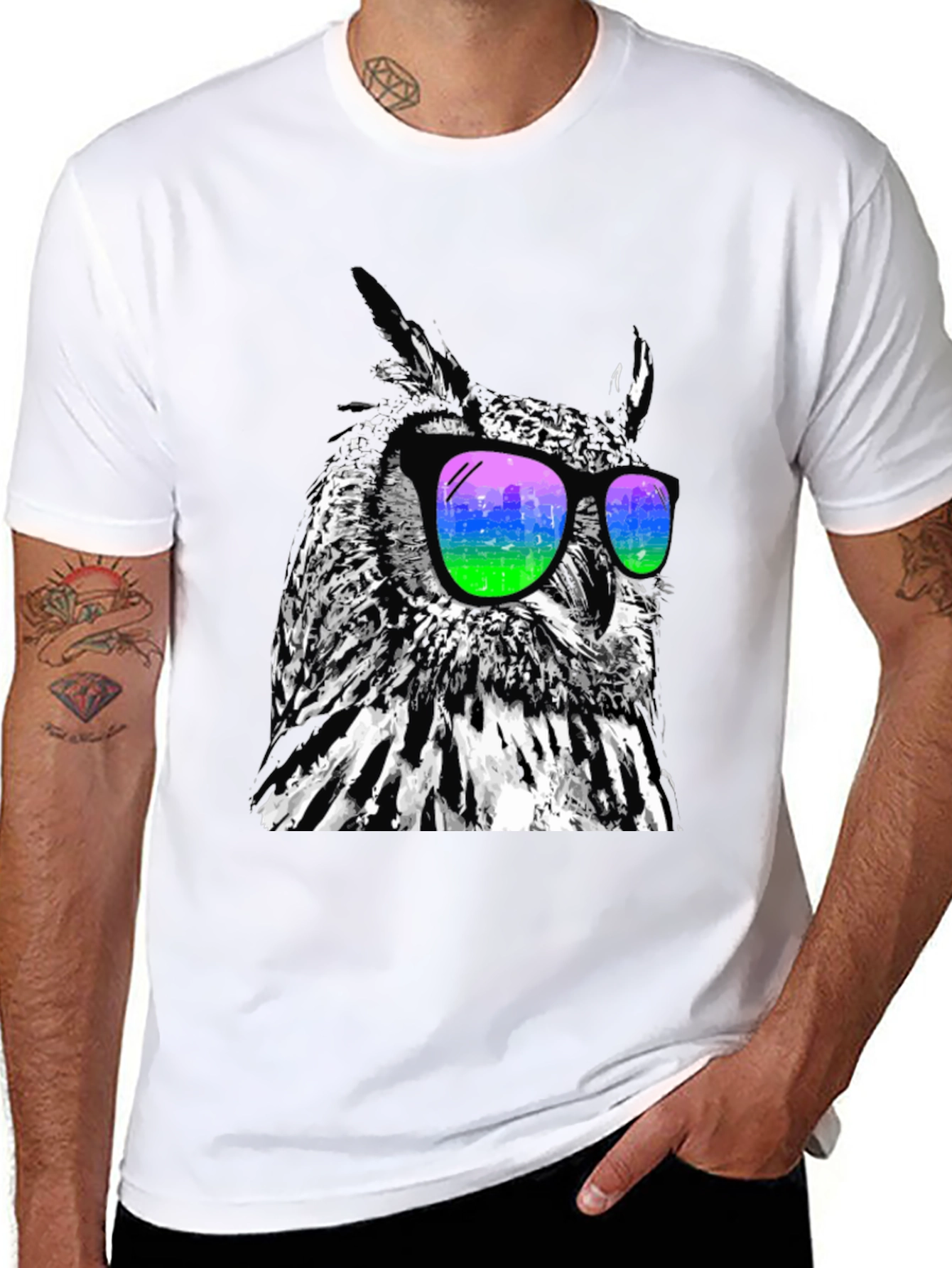 Cool Owl Graphic Tee - Stylish Bird Sunglasses T-Shirt