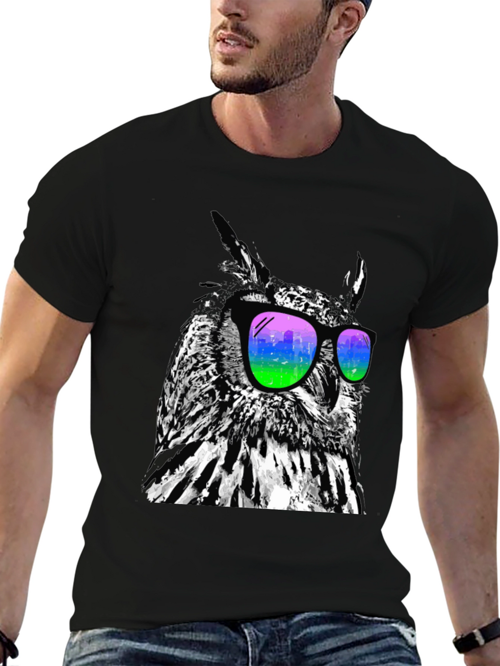Cool Owl Graphic Tee - Stylish Bird Sunglasses T-Shirt