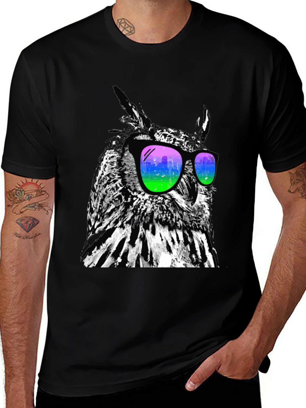 Cool Owl Graphic Tee - Stylish Bird Sunglasses T-Shirt