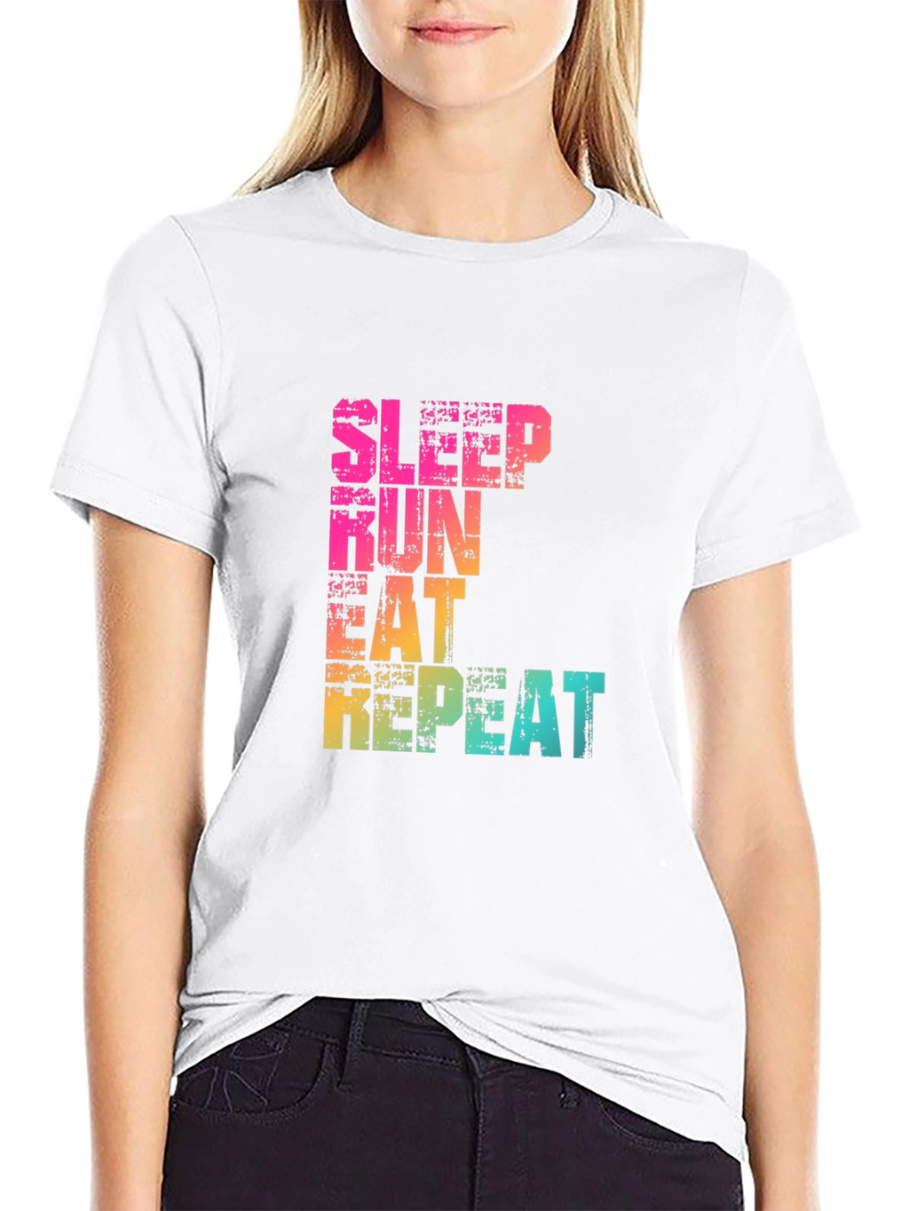 Sleep Run Eat Repeat Graphic T-Shirt - Fitness Design