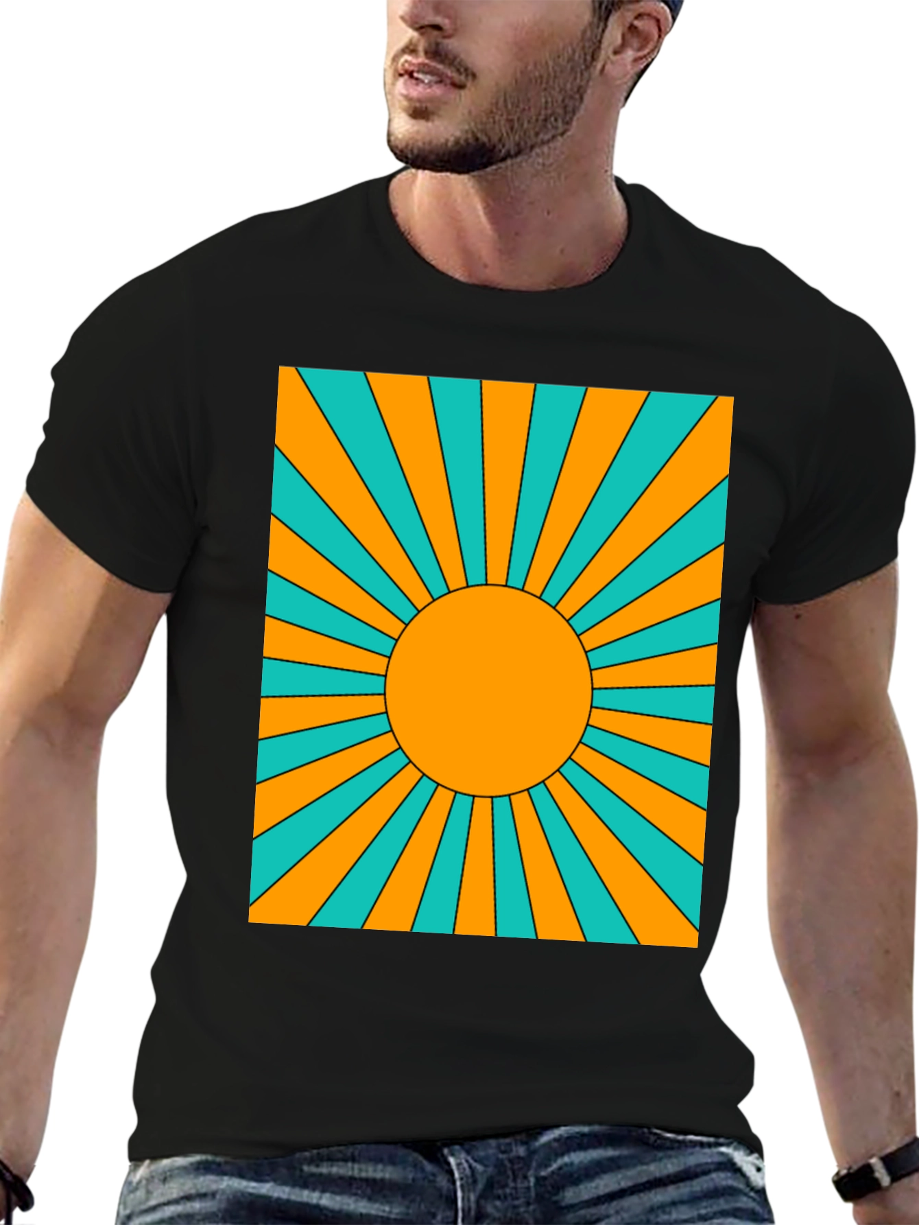 Retro Sunburst Graphic Tee - Black