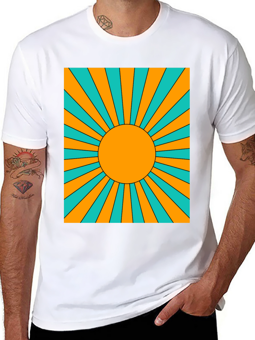 Retro Sunburst Graphic Tee - Black