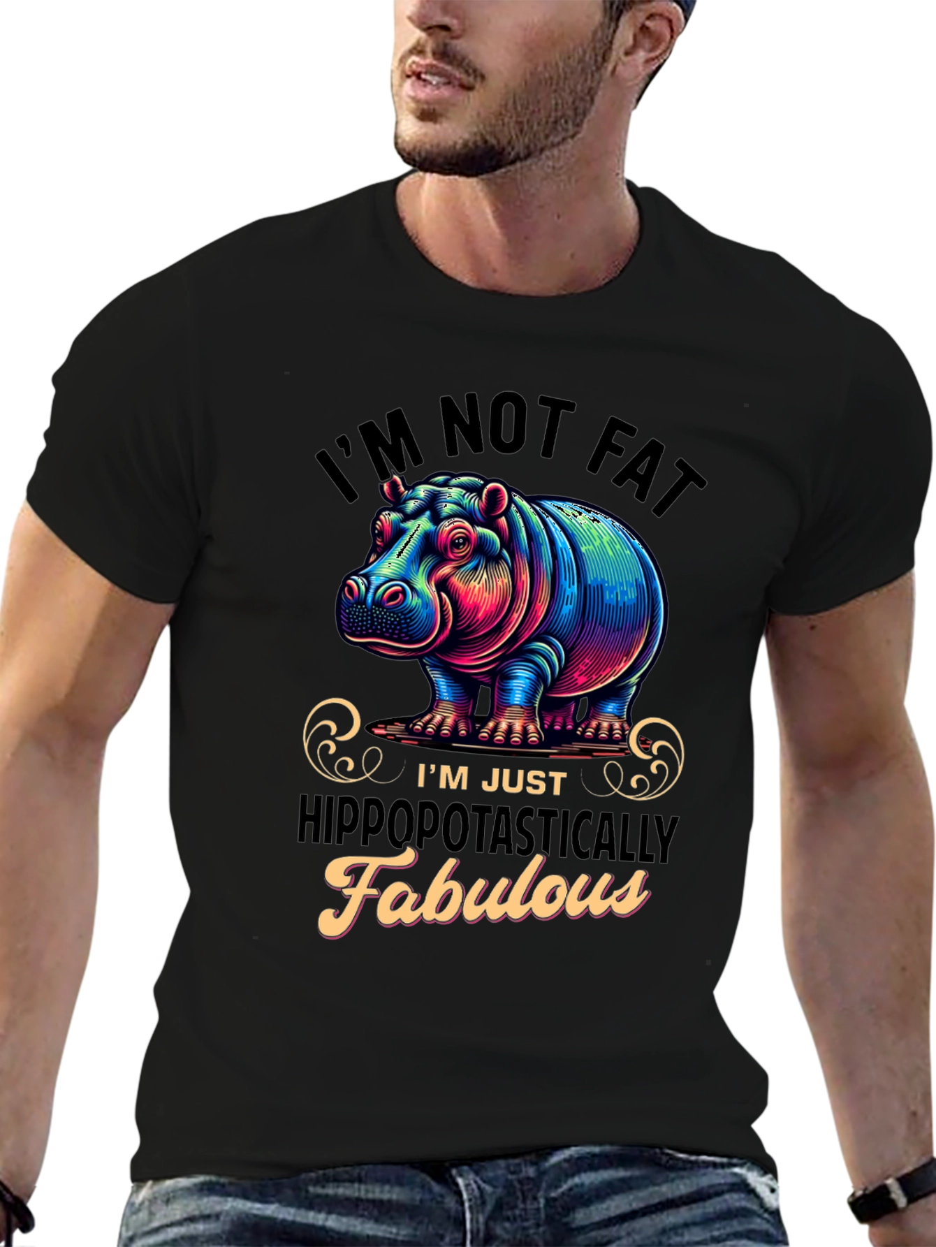 Funny Hippo Graphic T-Shirt