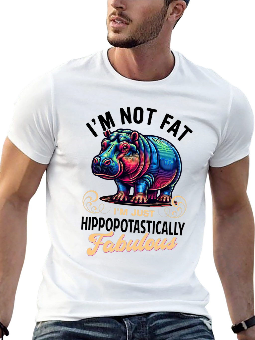Funny Hippo Graphic T-Shirt