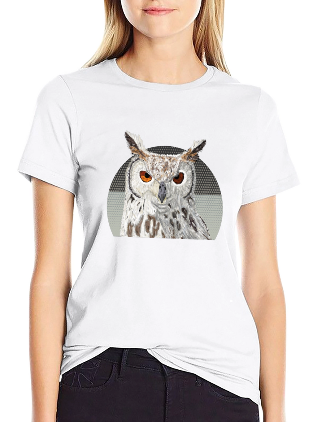 Owl Graphic Print T-Shirt - Black