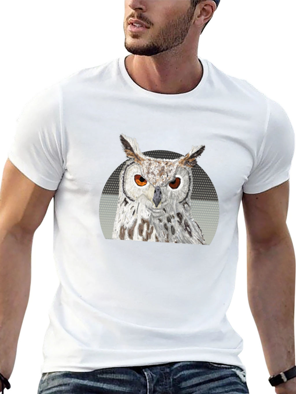 Owl Graphic Print T-Shirt - Black