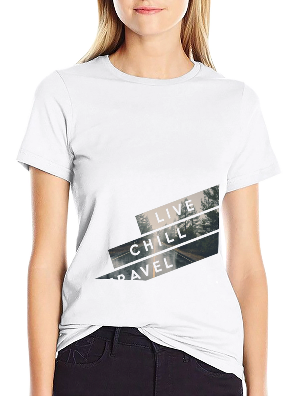 Live Chill Travel Black Graphic Tee