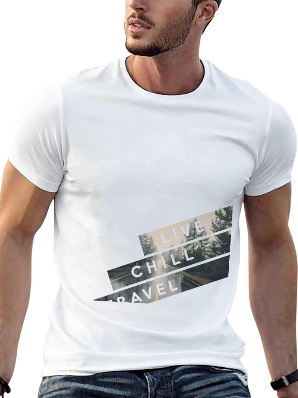 Live Chill Travel Black Graphic Tee