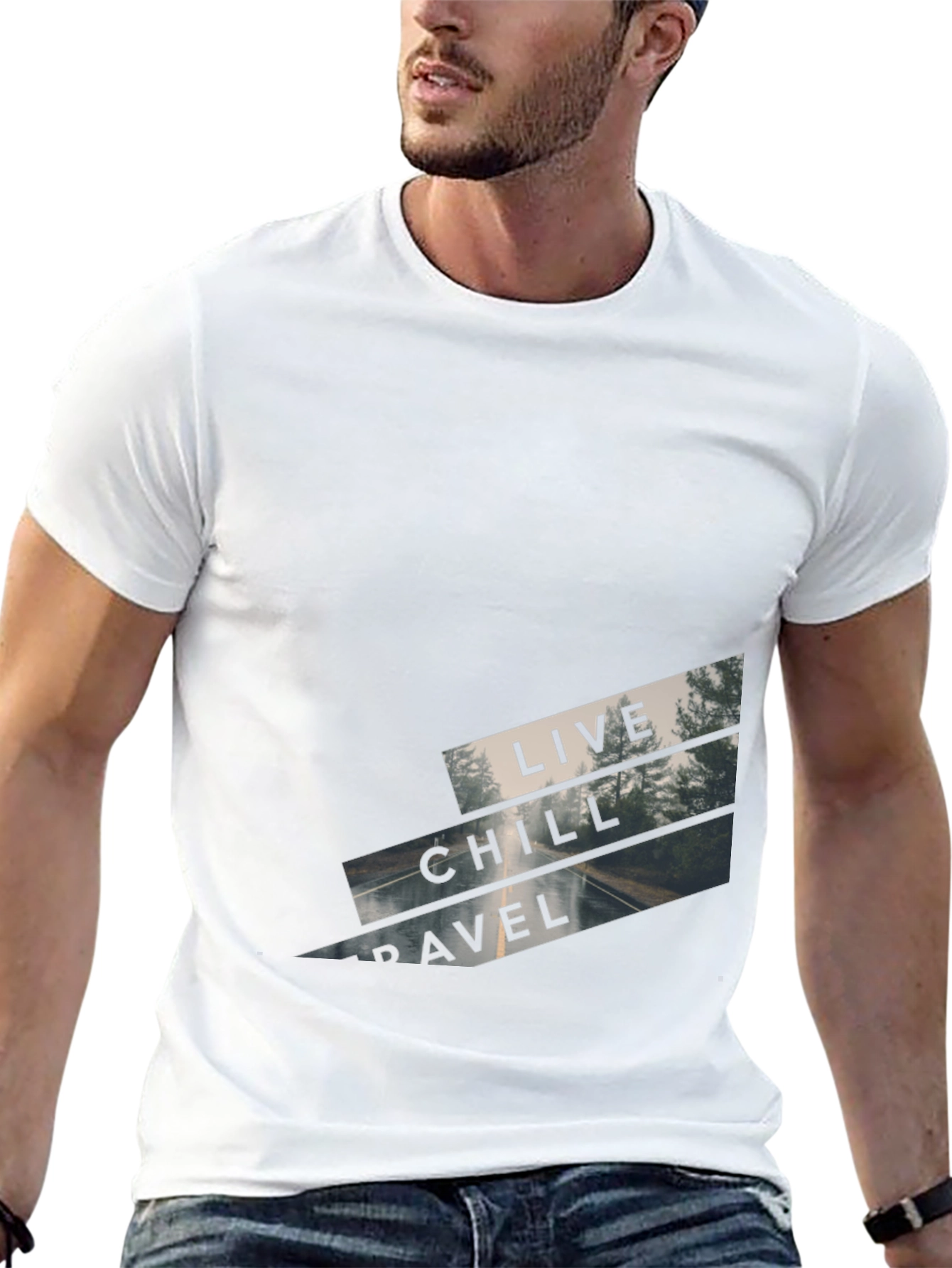 Live Chill Travel Black Graphic Tee
