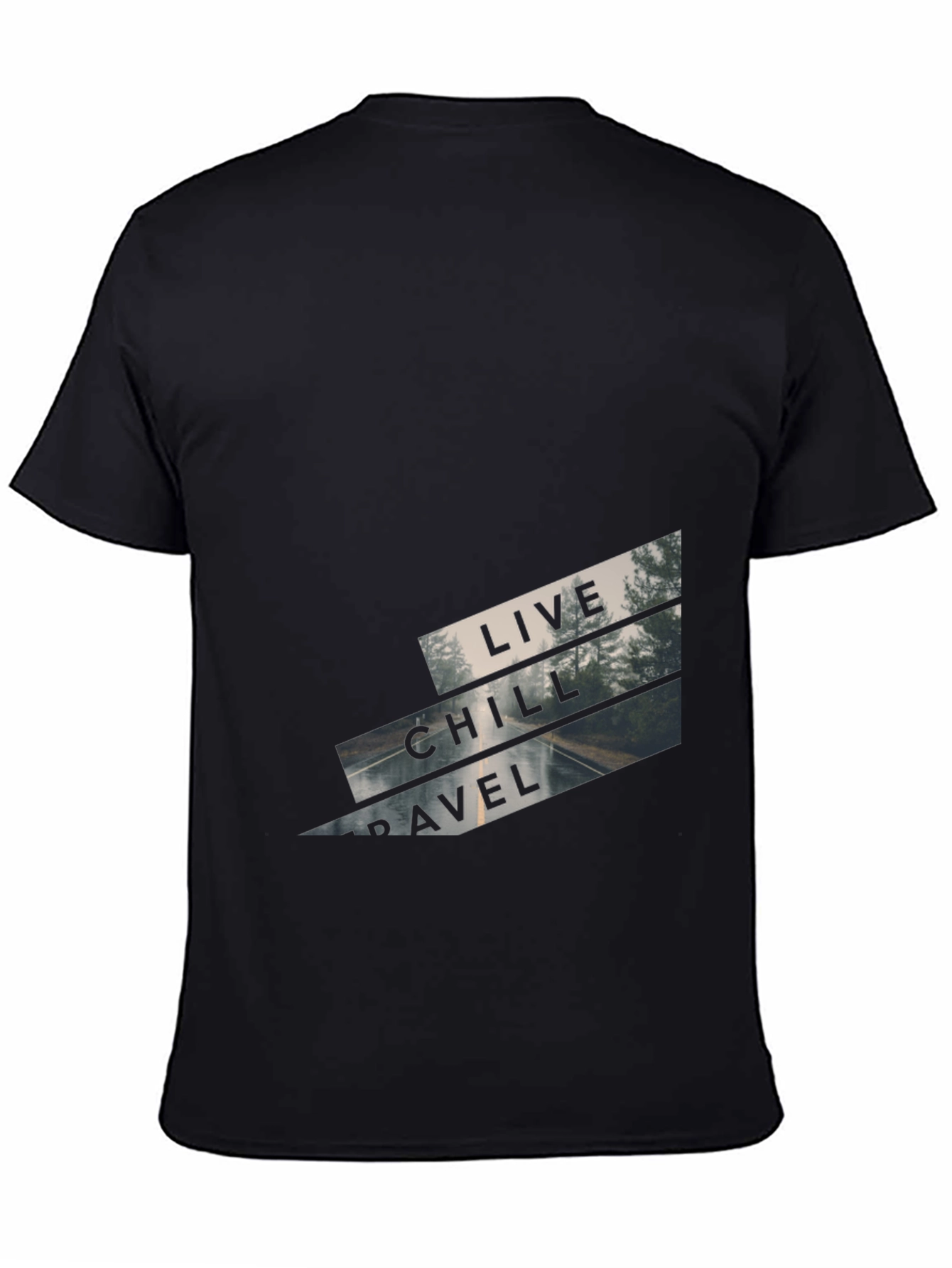 Live Chill Travel Black Graphic Tee