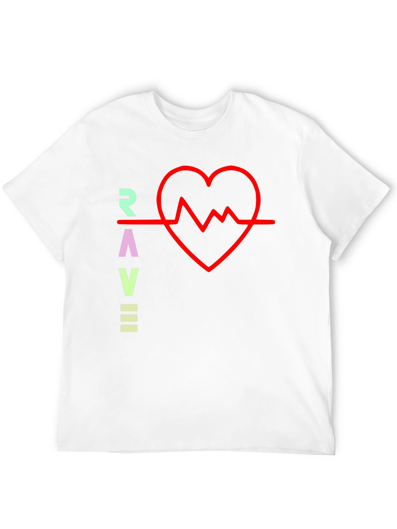 Rave Heartbeat Graphic Tee - Black Crew Neck T-Shirt