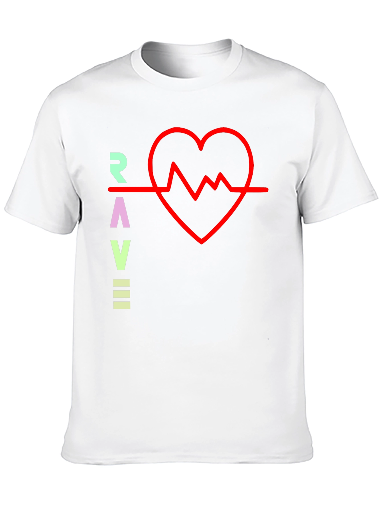 Rave Heartbeat Graphic Tee - Black Crew Neck T-Shirt