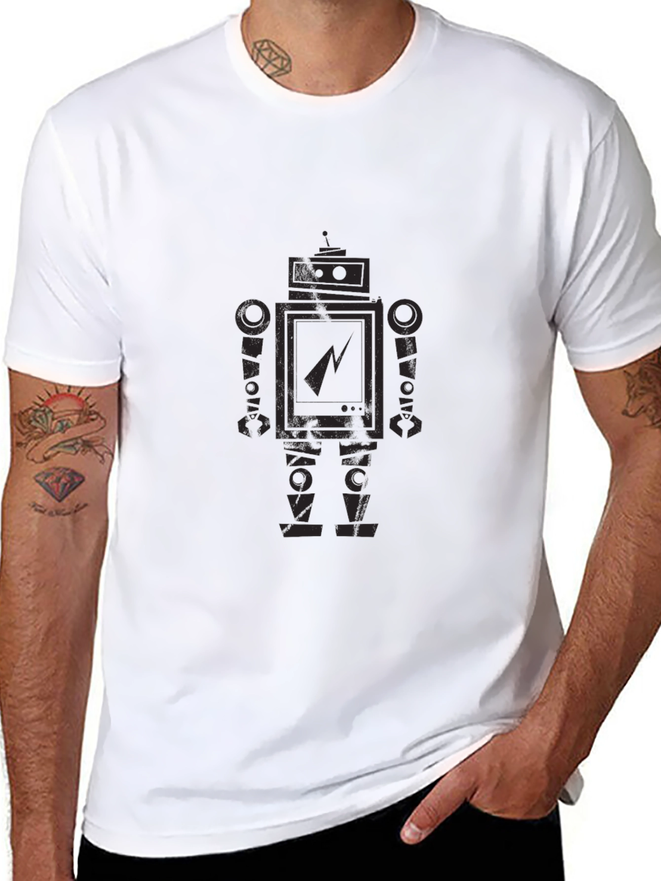 Robot Graphic Print T-Shirt