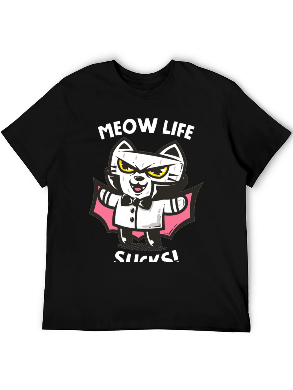 Meow Life Sucks Cat Vampire Graphic Tee