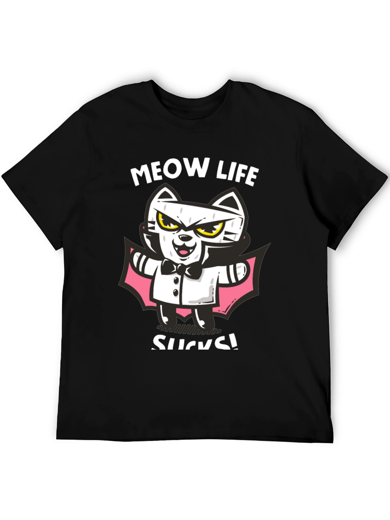 Meow Life Sucks Cat Vampire Graphic Tee