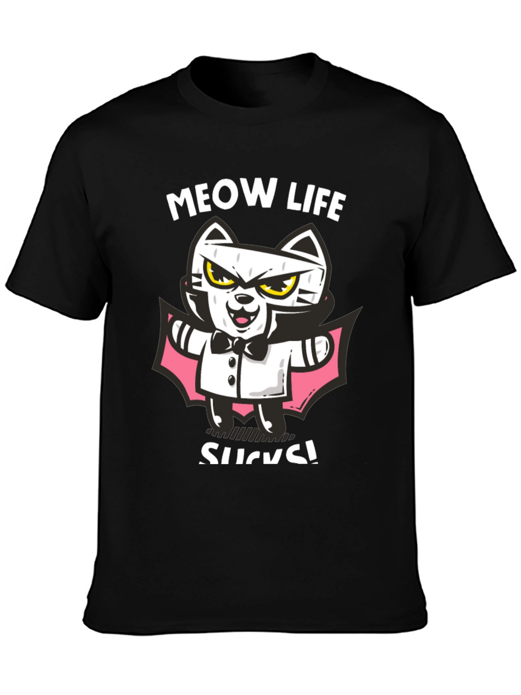 Meow Life Sucks Cat Vampire Graphic Tee
