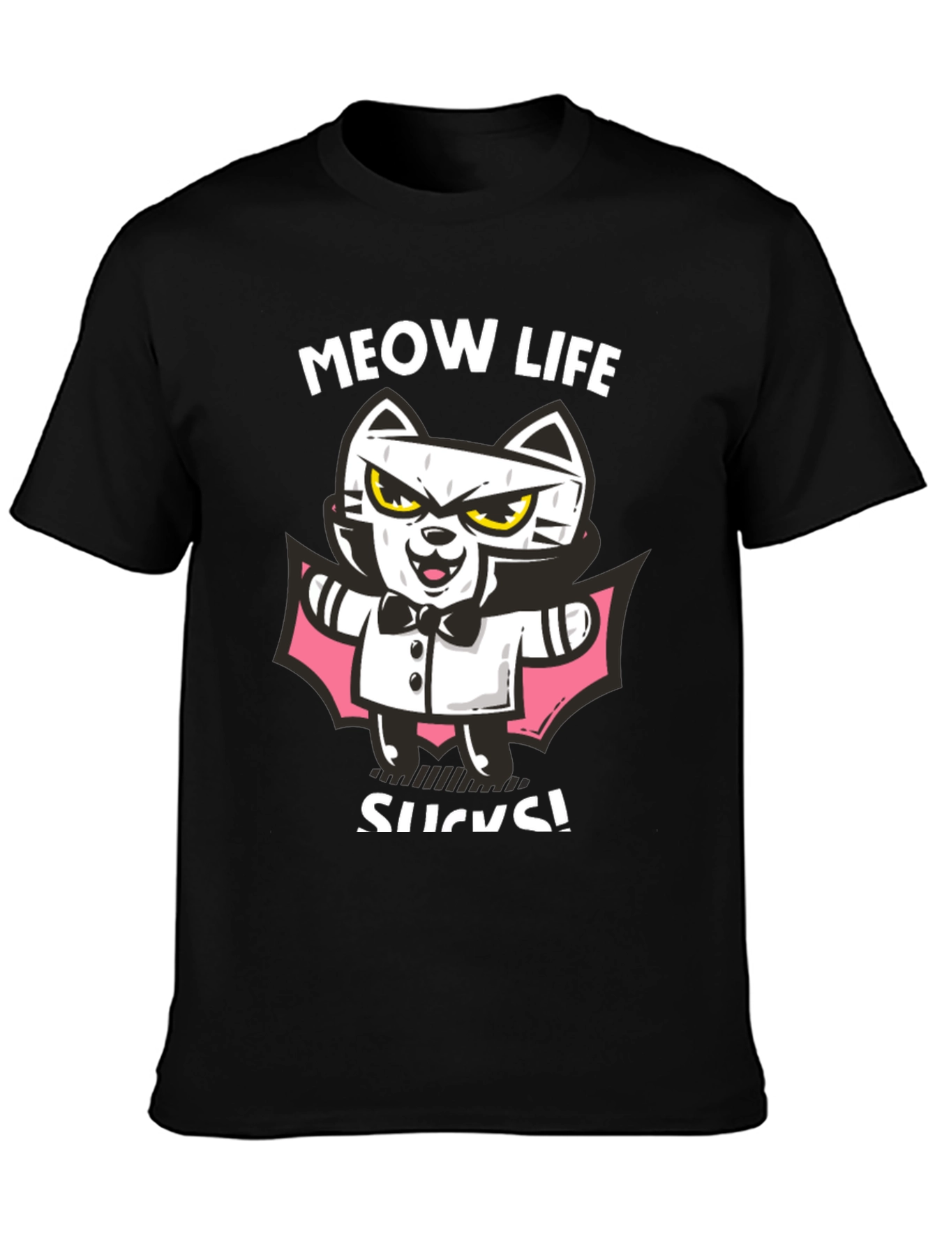 Meow Life Sucks Cat Vampire Graphic Tee