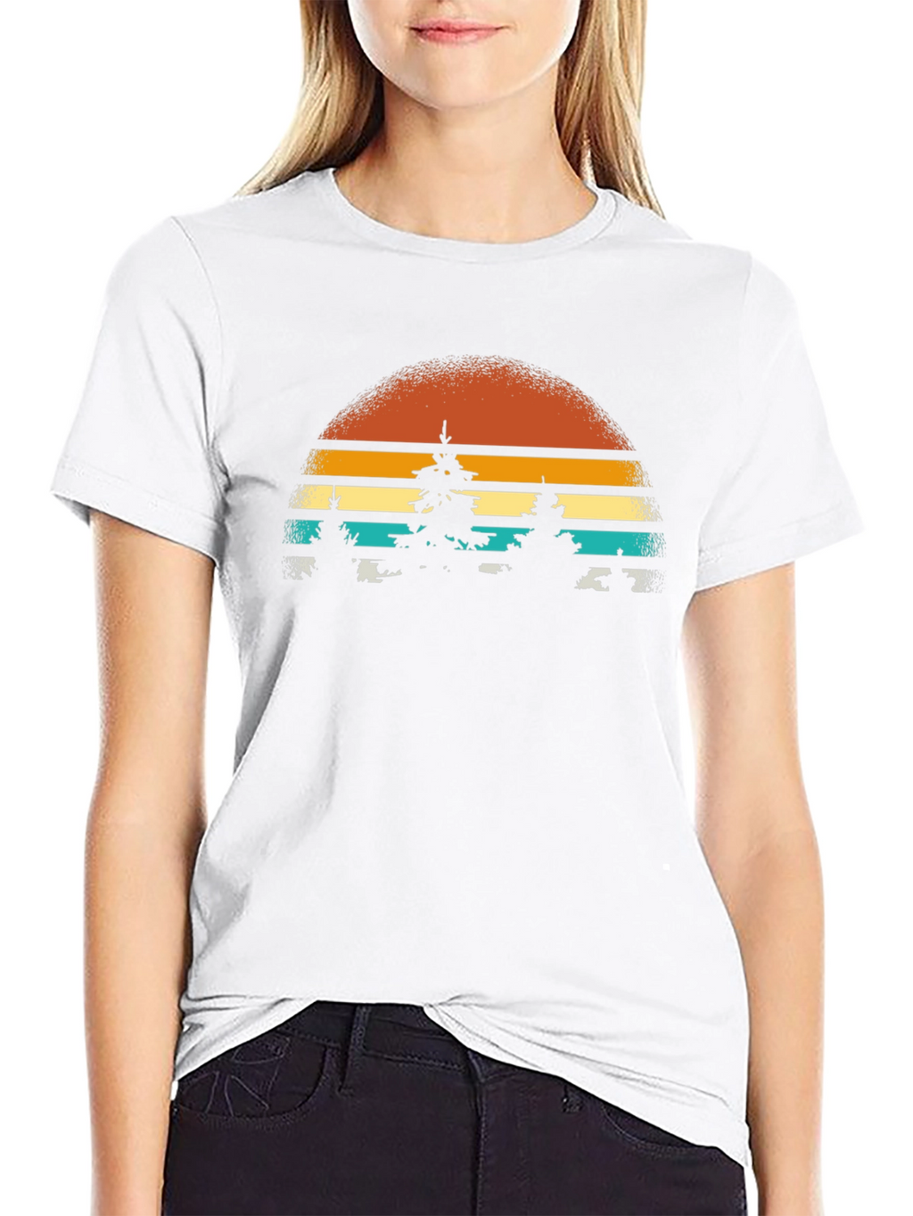 Retro Sunset Trees Graphic Tee - Nature Inspired T-Shirt