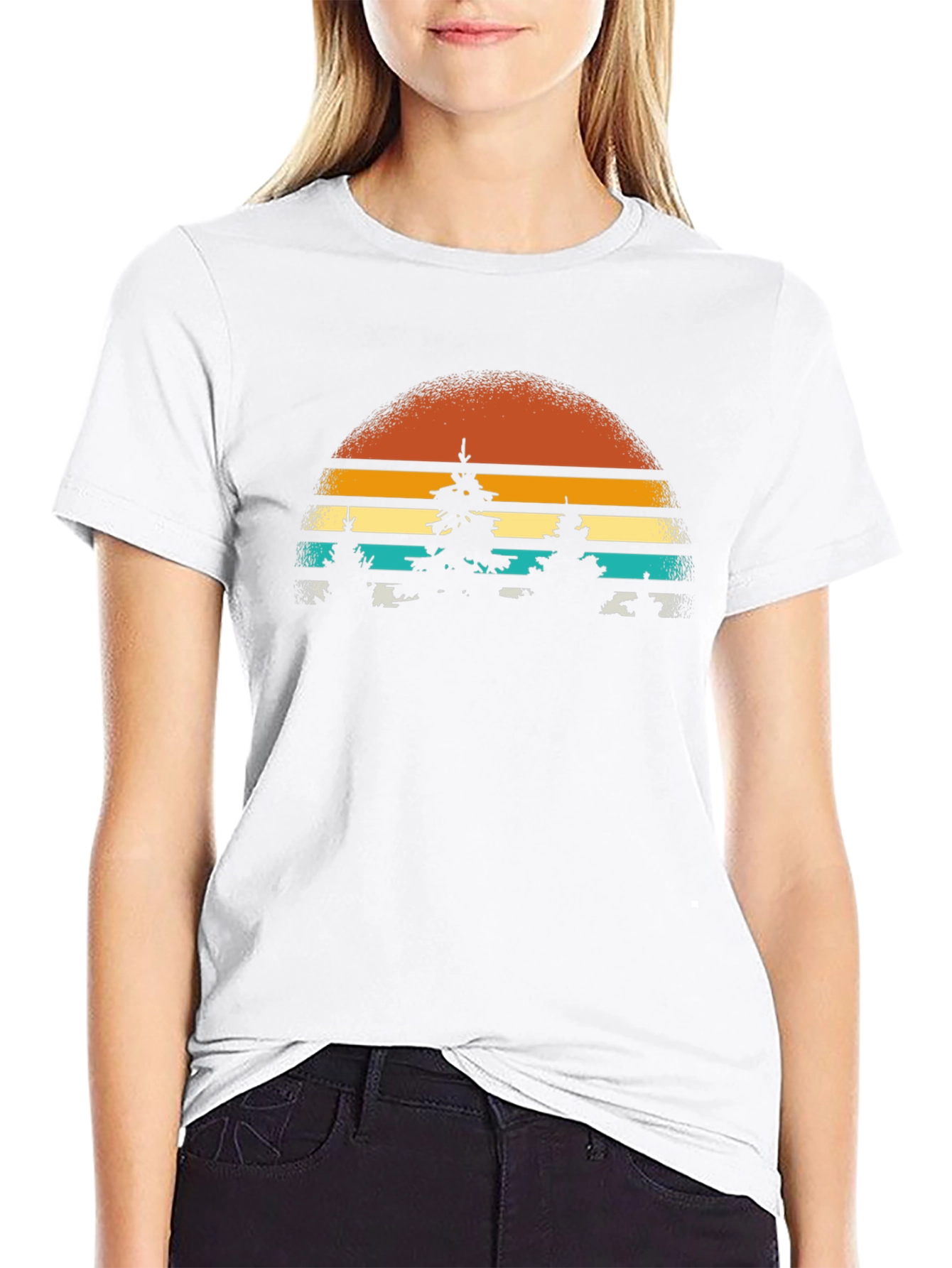 Retro Sunset Trees Graphic Tee - Nature Inspired T-Shirt