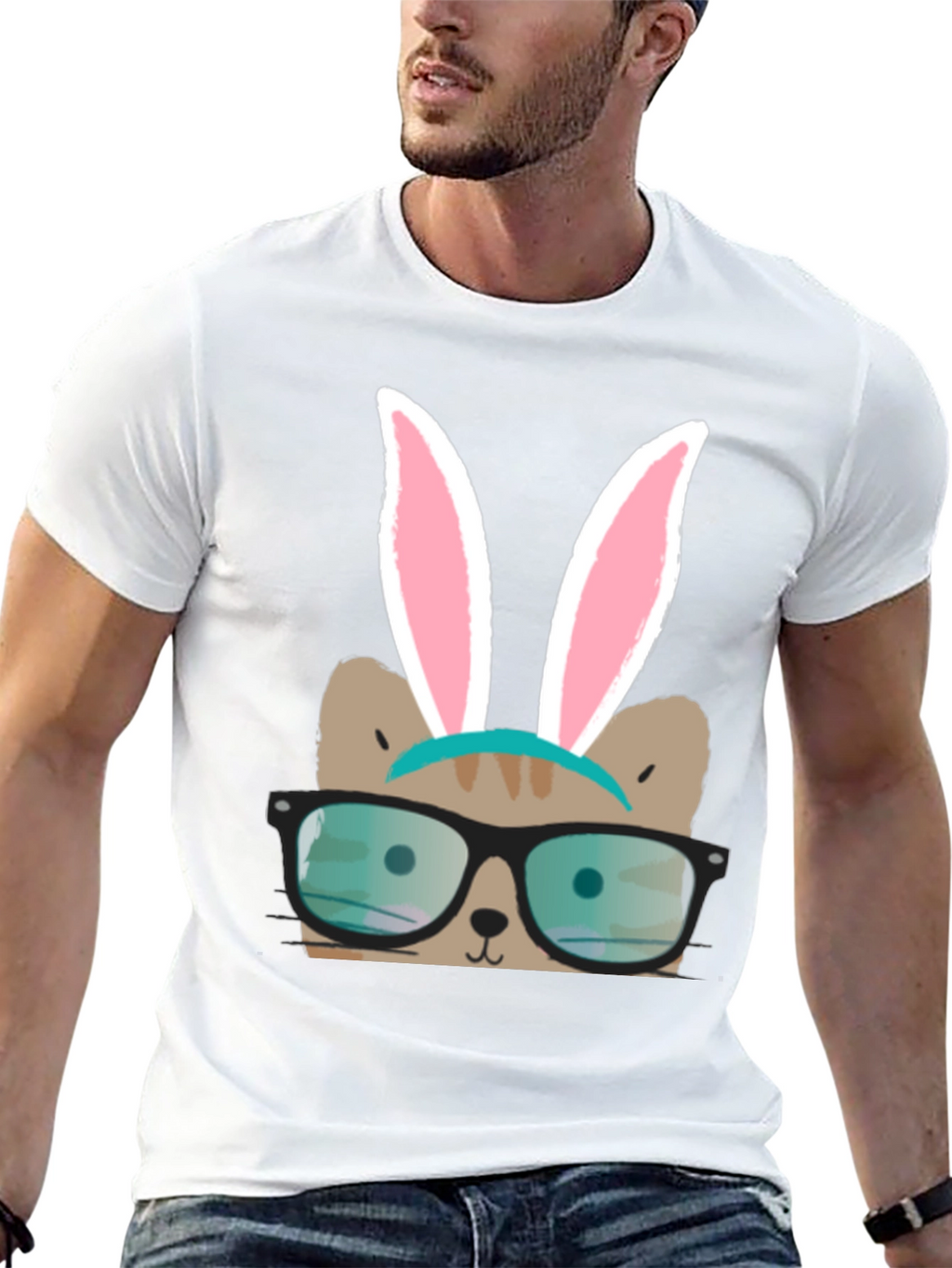 Bunny Cat T-Shirt - Novelty Graphic Tee