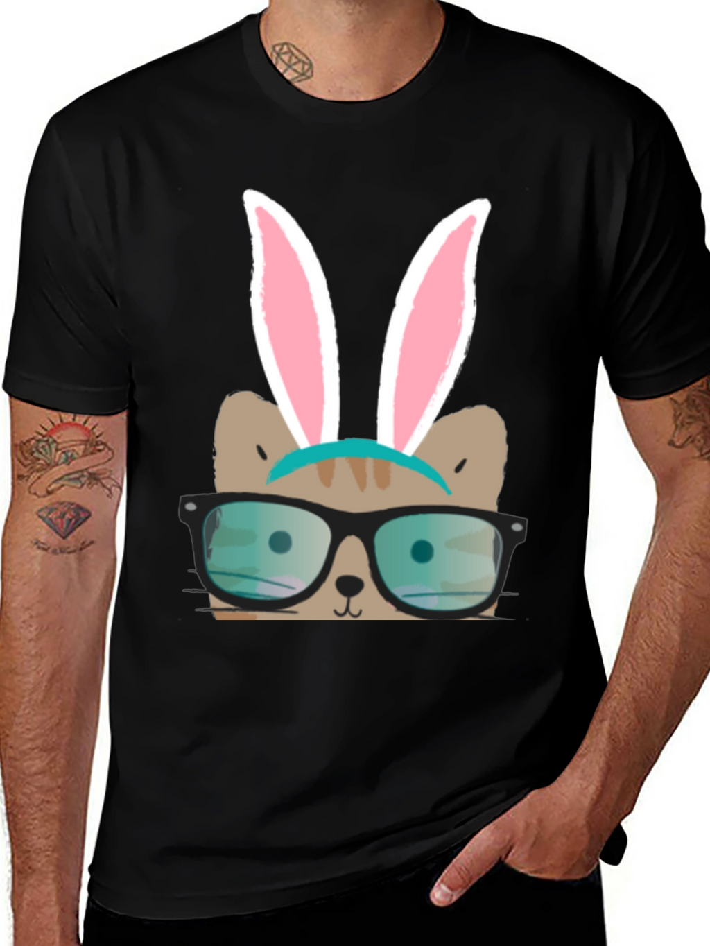 Bunny Cat T-Shirt - Novelty Graphic Tee