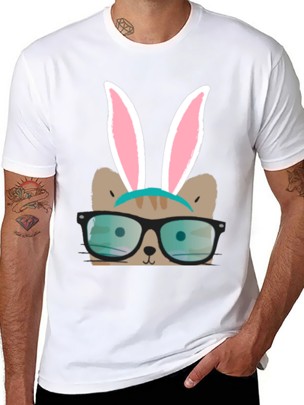 Bunny Cat T-Shirt - Novelty Graphic Tee
