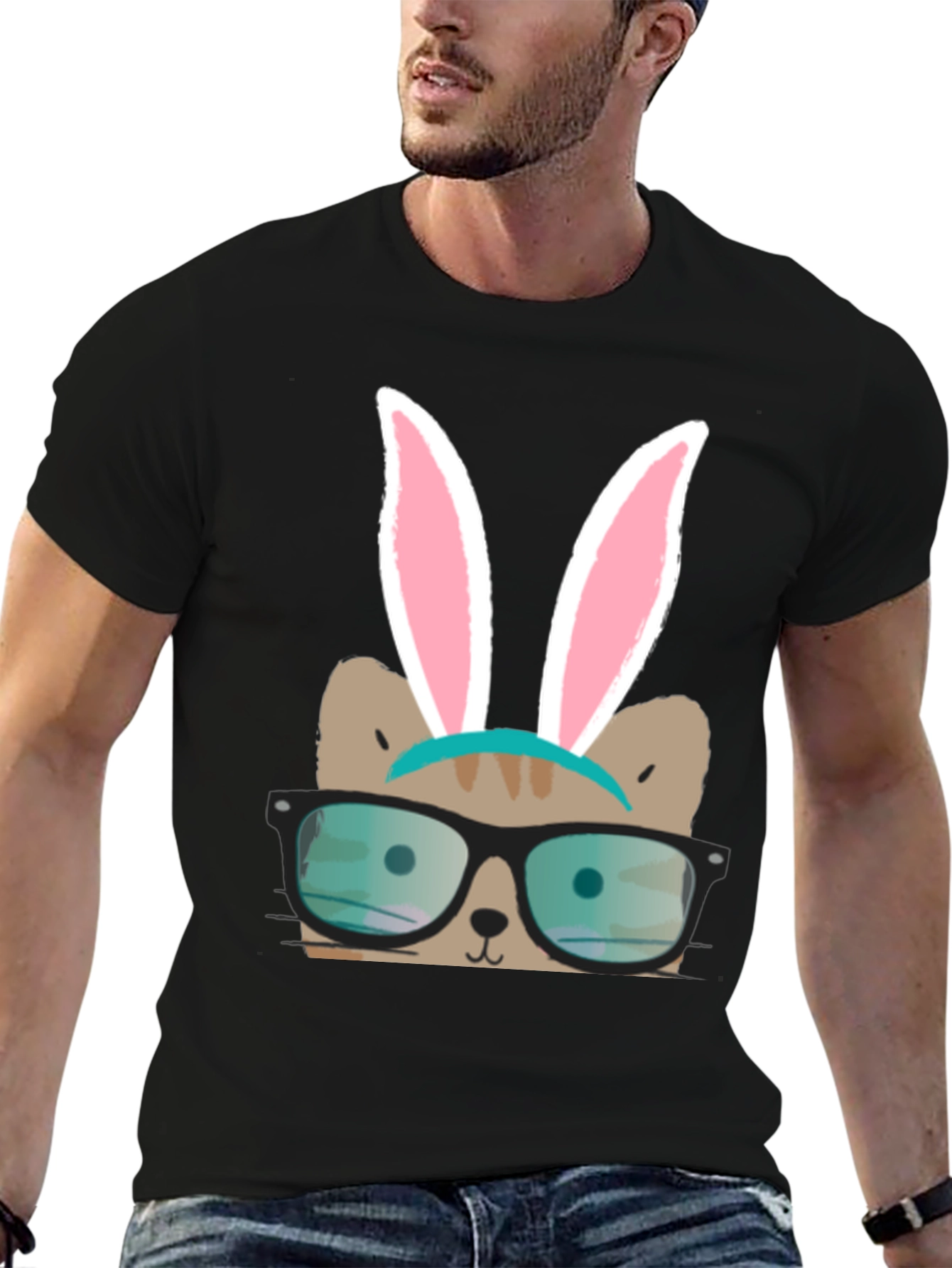 Bunny Cat T-Shirt - Novelty Graphic Tee