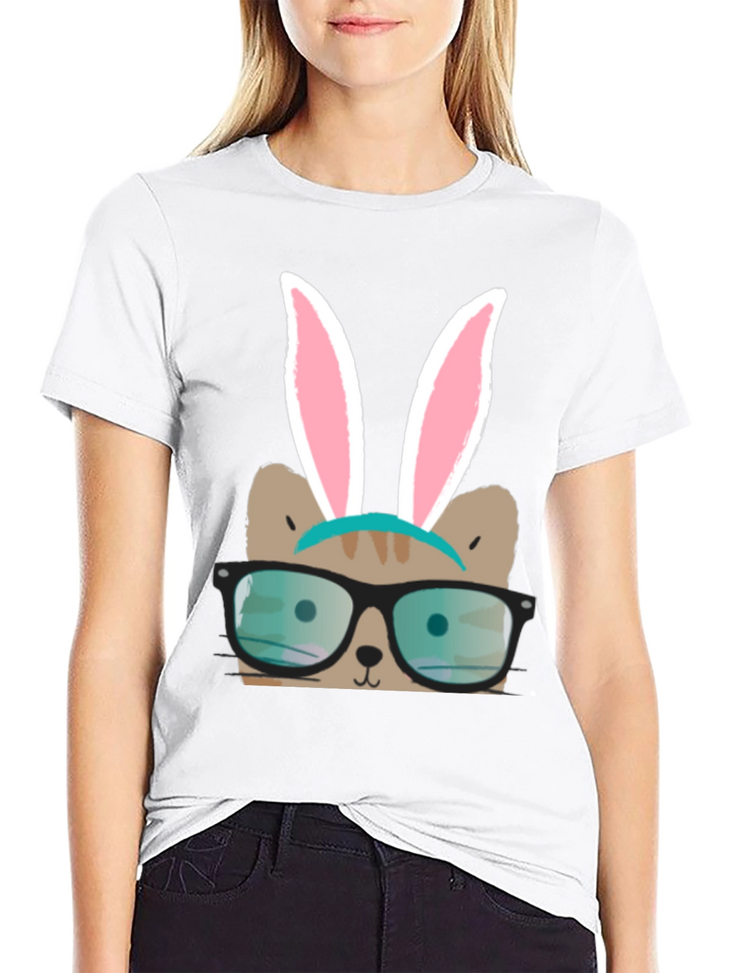 Bunny Cat T-Shirt - Novelty Graphic Tee