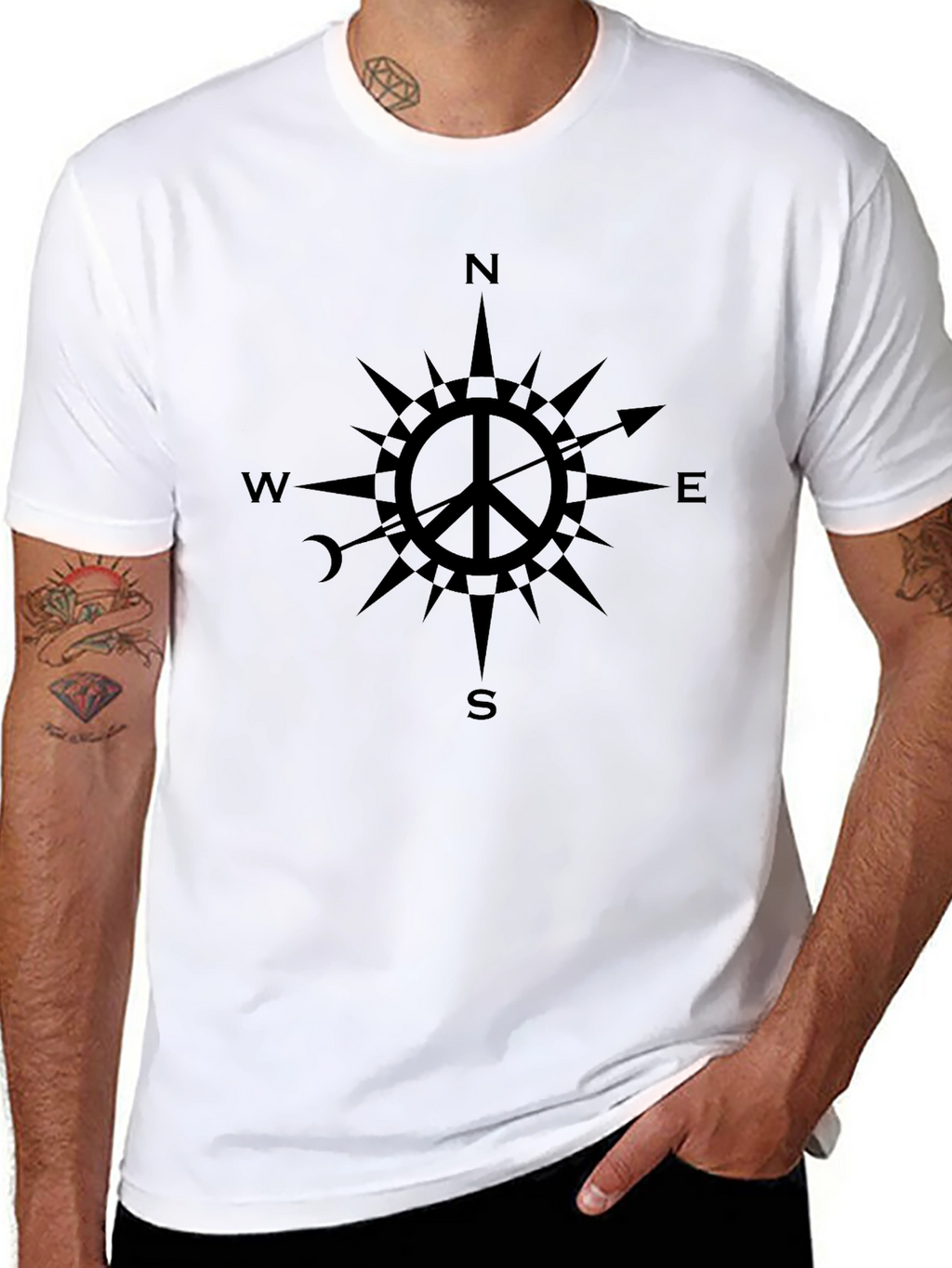 Peace Compass Graphic T-Shirt - Black