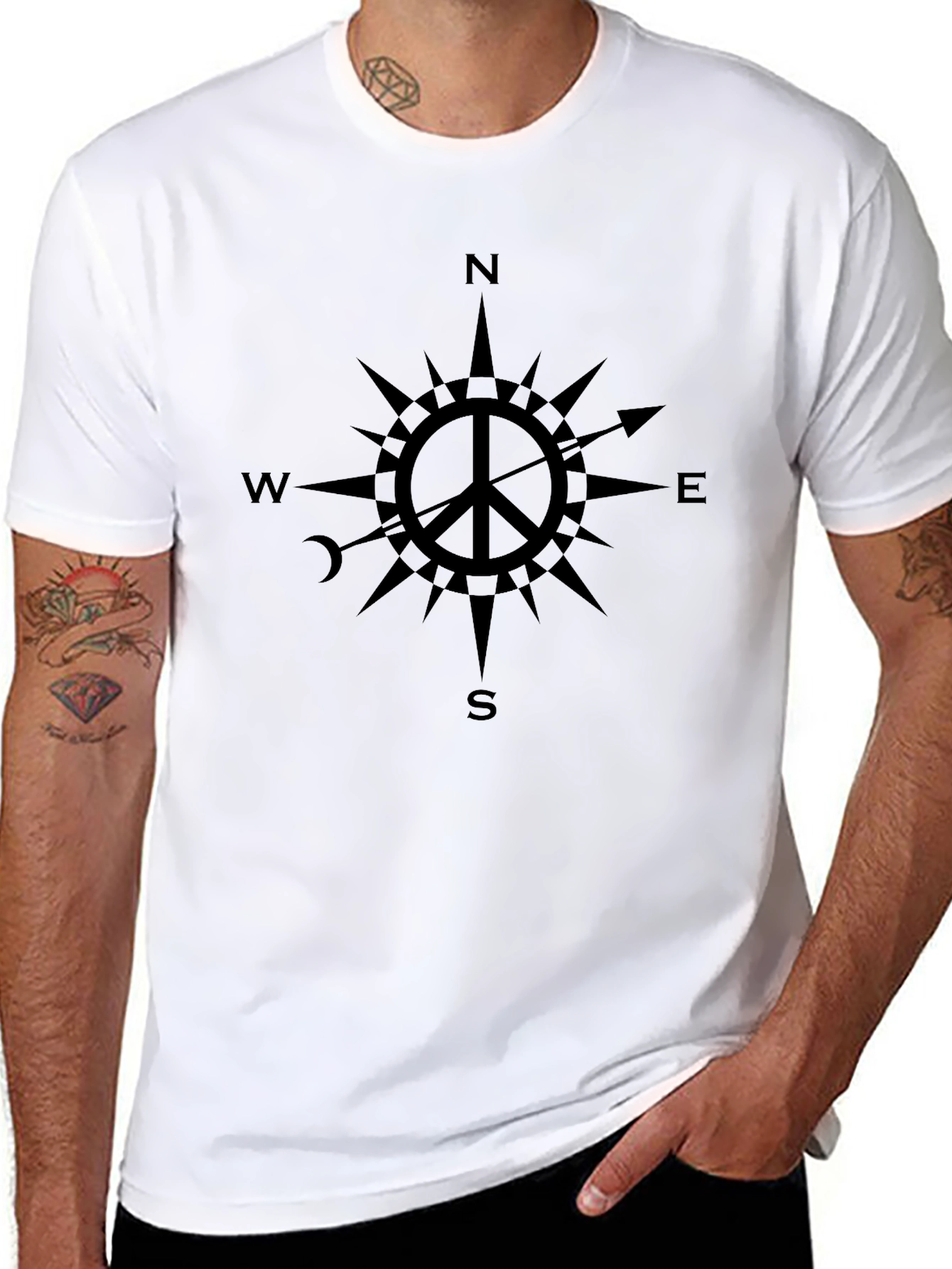 Peace Compass Graphic T-Shirt - Black