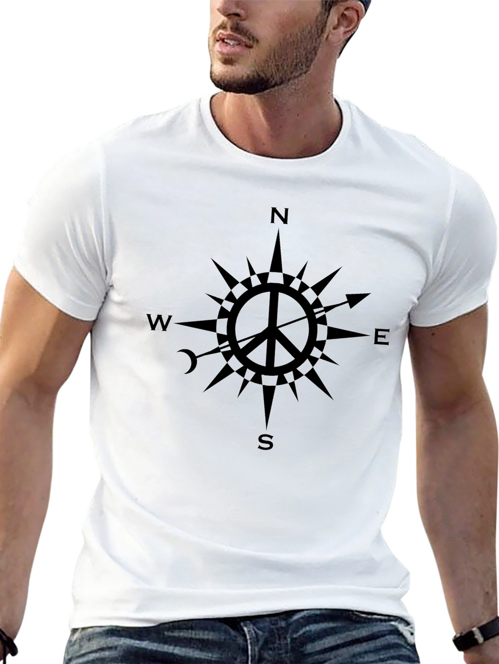 Peace Compass Graphic T-Shirt - Black