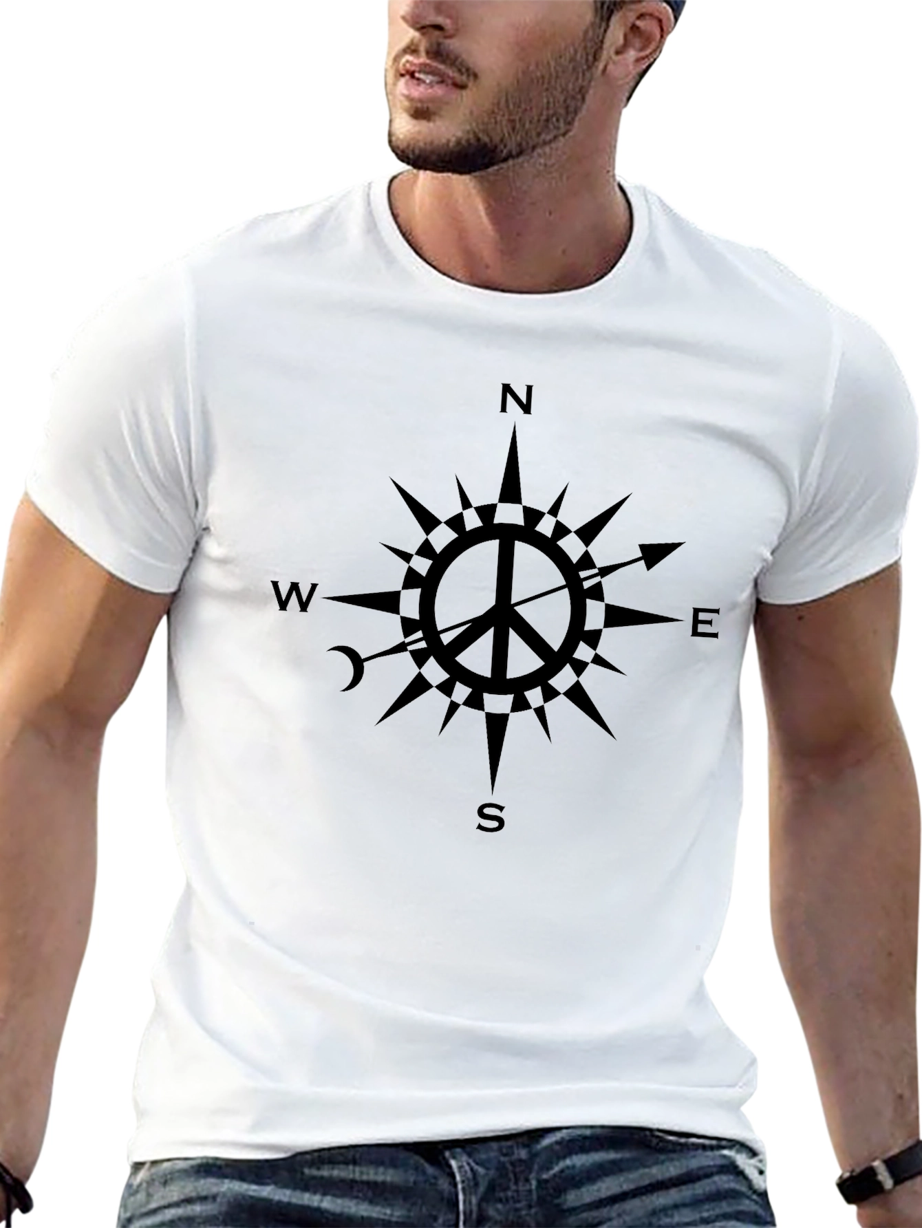 Peace Compass Graphic T-Shirt - Black